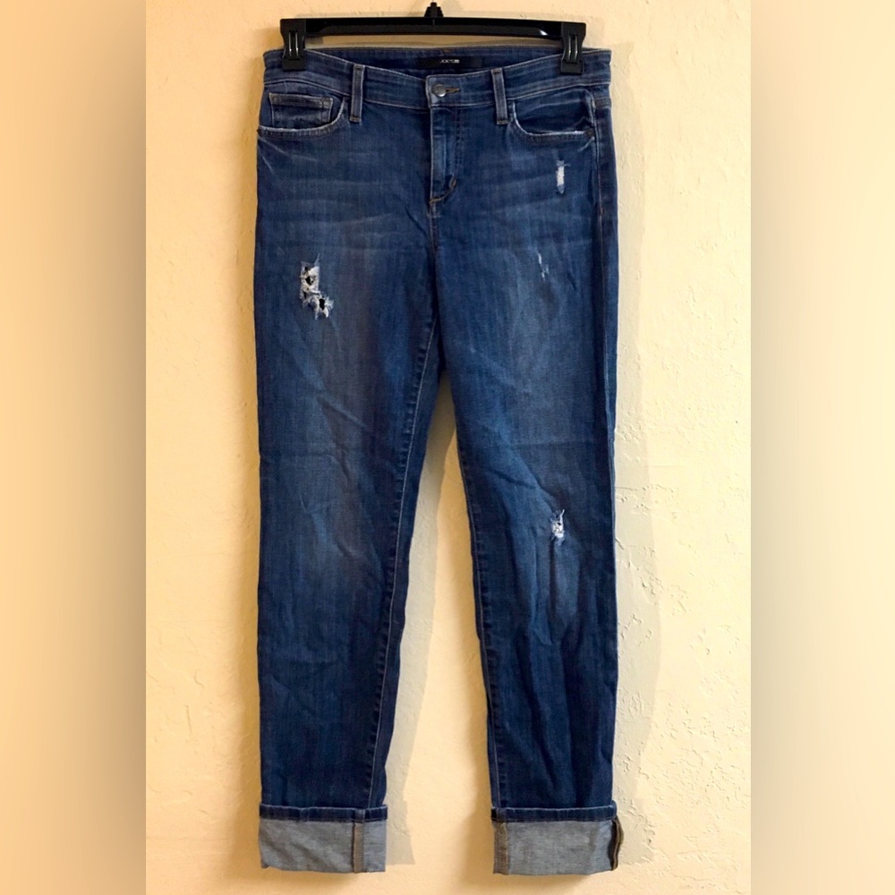 Joe’s Jeans Straight Leg Nellie Distressed Jeans Denim Size 29 Blue Stre…